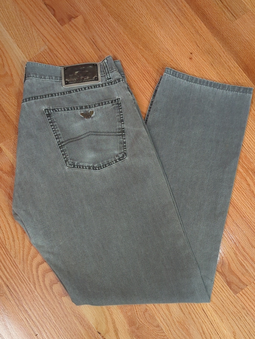 Classic Giorgio Armani Jeans Men's Green/Gray, Straight-Leg 36/32.